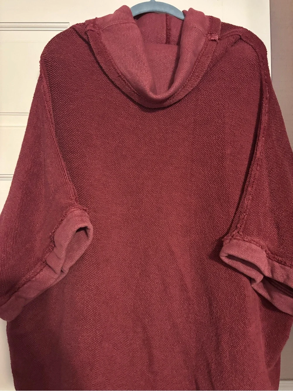 Cozy cowl neck Knit Poncho in Deep Maroon